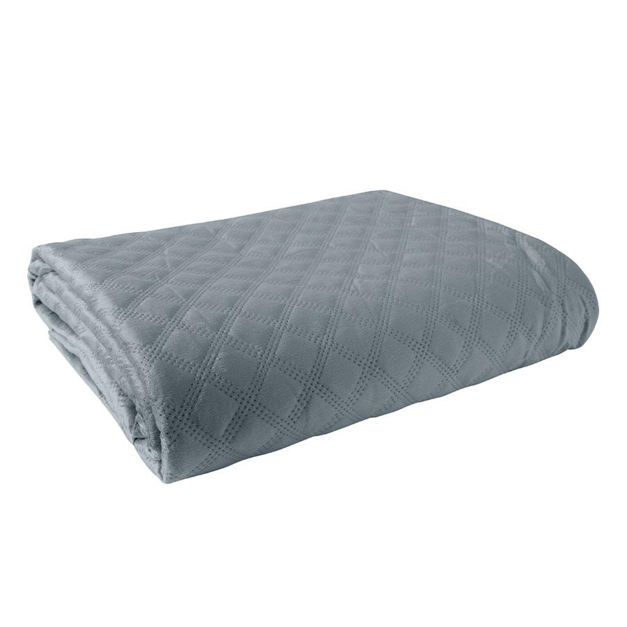 VELVI Bedspread 170x210cm - subdued blue with a geometric pattern