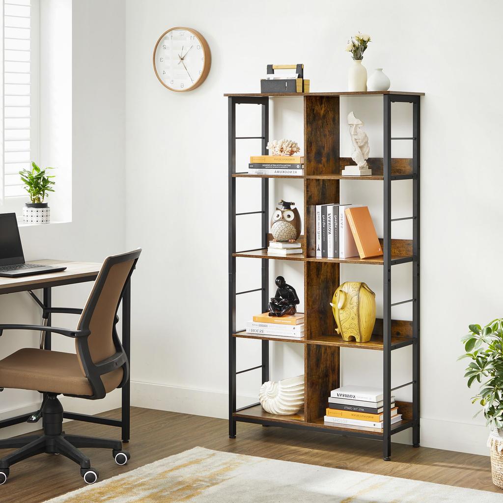 VASAGLE Bookcase, Bookshelf, Ladder Shelf 4-Tier, Display Storage Rack Shelf, for Office, Living Room, Bedroom, 80 x 33 x 149 cm, Industrial