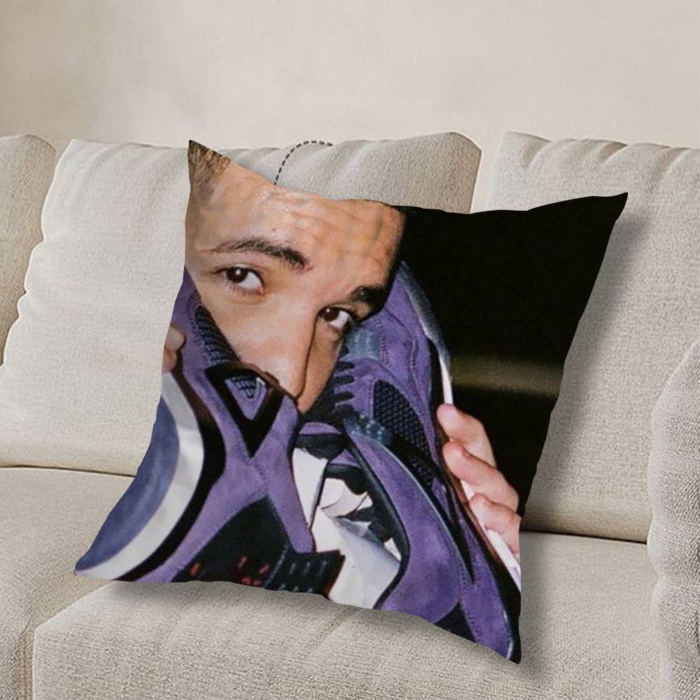 cool D-Drake OvO Rap Pillow Case Square Double-Sided Printing Short Plush Sofa Cushion Cover Bedroom Bedside Pillow