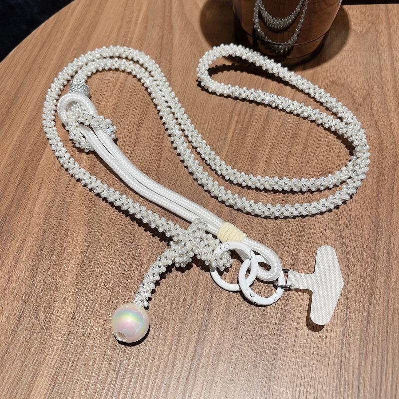 

New Sparkle Rhinestone Bead Phone Strap Charm Long Chain Knot Cellphone Lanyard Keychain Bag Camera Diagonal Hanging Rope