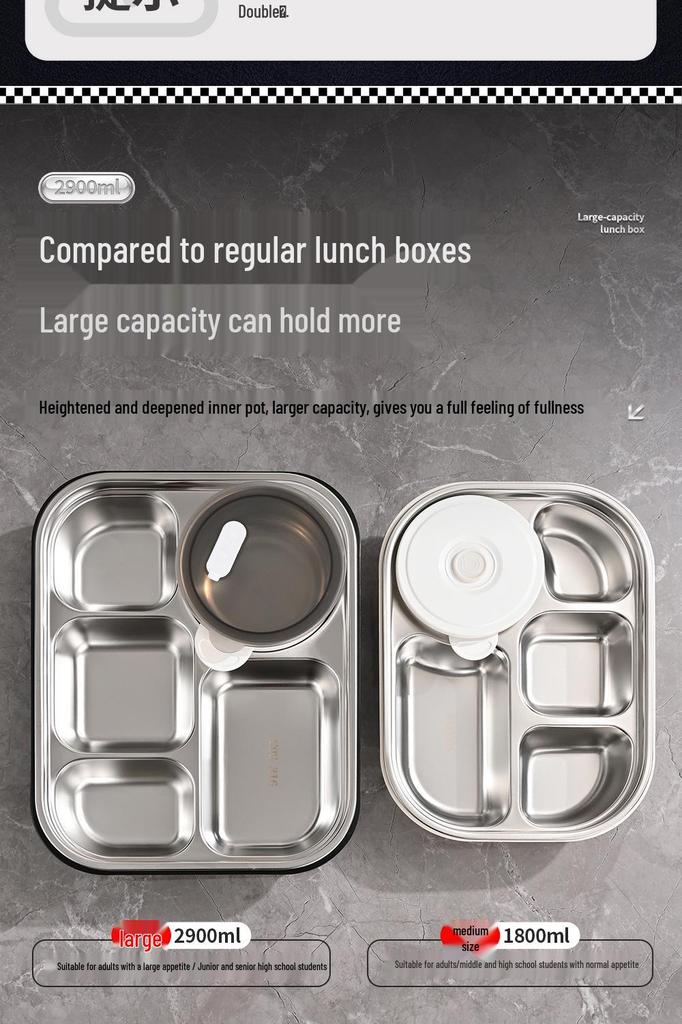 304 Stainless Steel Lunch Box for Adults, Large Capacity Bento with Heat Preservation, Student Meal Container, New Model