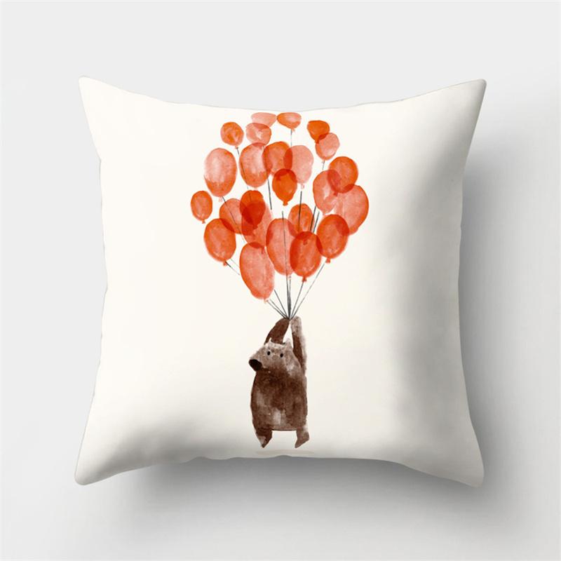 Cute Cartoon Animal Black Cat Deer Plant Print Pattern Cushion Cover Home Living Room Sofa Decoration Pillow Pillow Cover