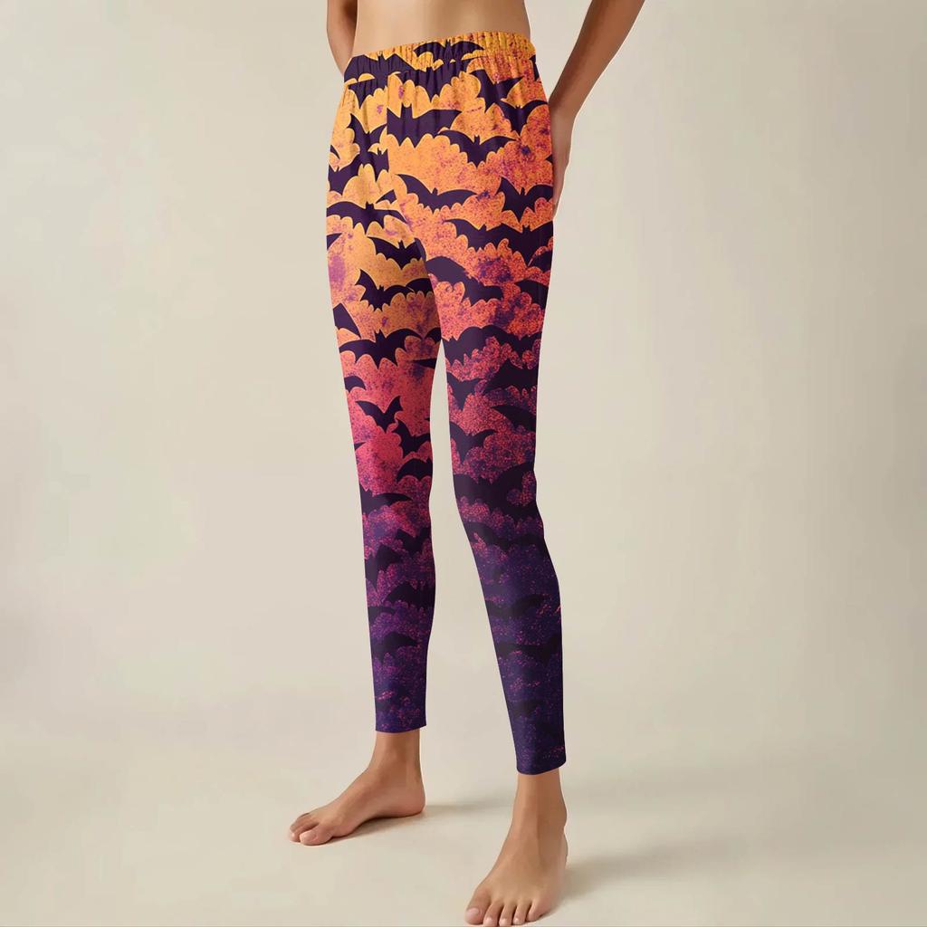 Women's Pants Halloween Printed Stretchy Soft Bottoms Casual Home Sleeping Pants