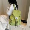 Solid Color Ruched Shoulder Bags Nylon Student Schoolbag Simple Drawsting Backpacks  Outdoor