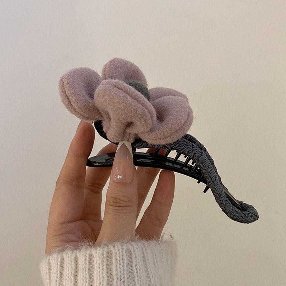 

Hair Clip Winter Plush Duckbill Clip Female Hair Accessories Flower Hair Clip Korean Style Headwear зелёный