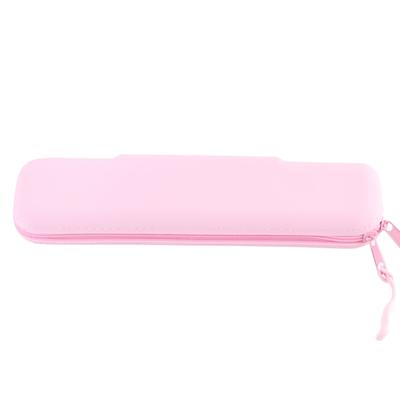 Mini bolsa de silicone para armazenamento de canetas, estojo de viagem com zíper para suprimentos de maquiagem, rosa