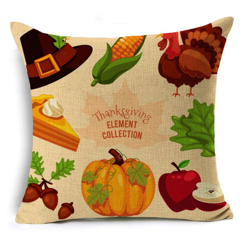 New Thanksgiving Pumpkin Linen Pillow Cover Festive Home Decoration Pillow Cushion Cover