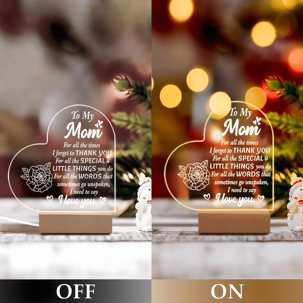 1PC Acrylic Luminous Ornament Photography Accessories, USB Base, Mom Gift, I Love You Figurines