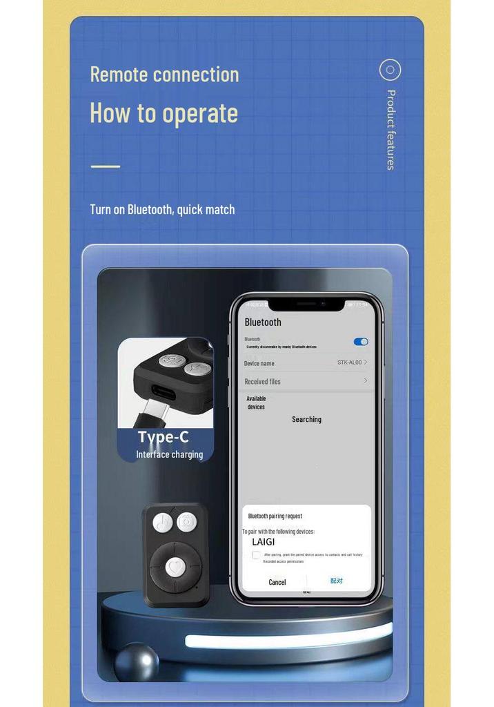 1,7 m wiederaufladbares Selfie-Stativ mit Bluetooth-Fernbedienung & Handyhalter für Live-Übertragungen