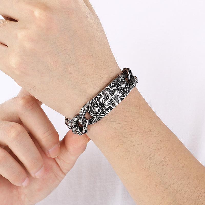 Jewelry, Trendy Retro Jewelry, Cross Pattern Titanium Steel Bracelet, Small Goods Are Available.