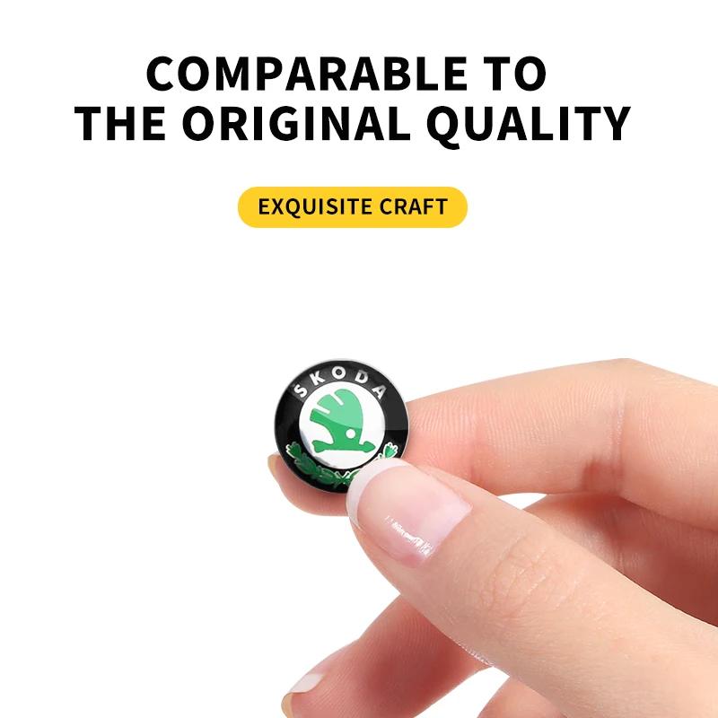 ONMS3 14mm Aluminum Car Remote Key Shell Emblem Sticker For Skoda Octavia A2 A5 A7 Fabia Rapid Karoq Superb Kodiaq Yeti RS Scala Kamiq