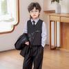 Abiti Stile Cinese per Bambini, Gilet Ricamati per Ragazzi, Vestiti, Costumi da Pianoforte per Ragazzi Completo 5 Pezzi (camicia + Giacca + Gilet + Pantaloni + Cravatta)