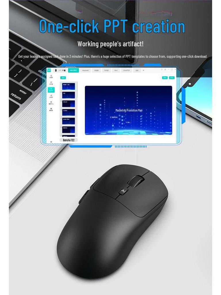 AI Voice-Controlled V18 Mouse: Three Modes for Translation, Speech-to-Text, and Wireless Control