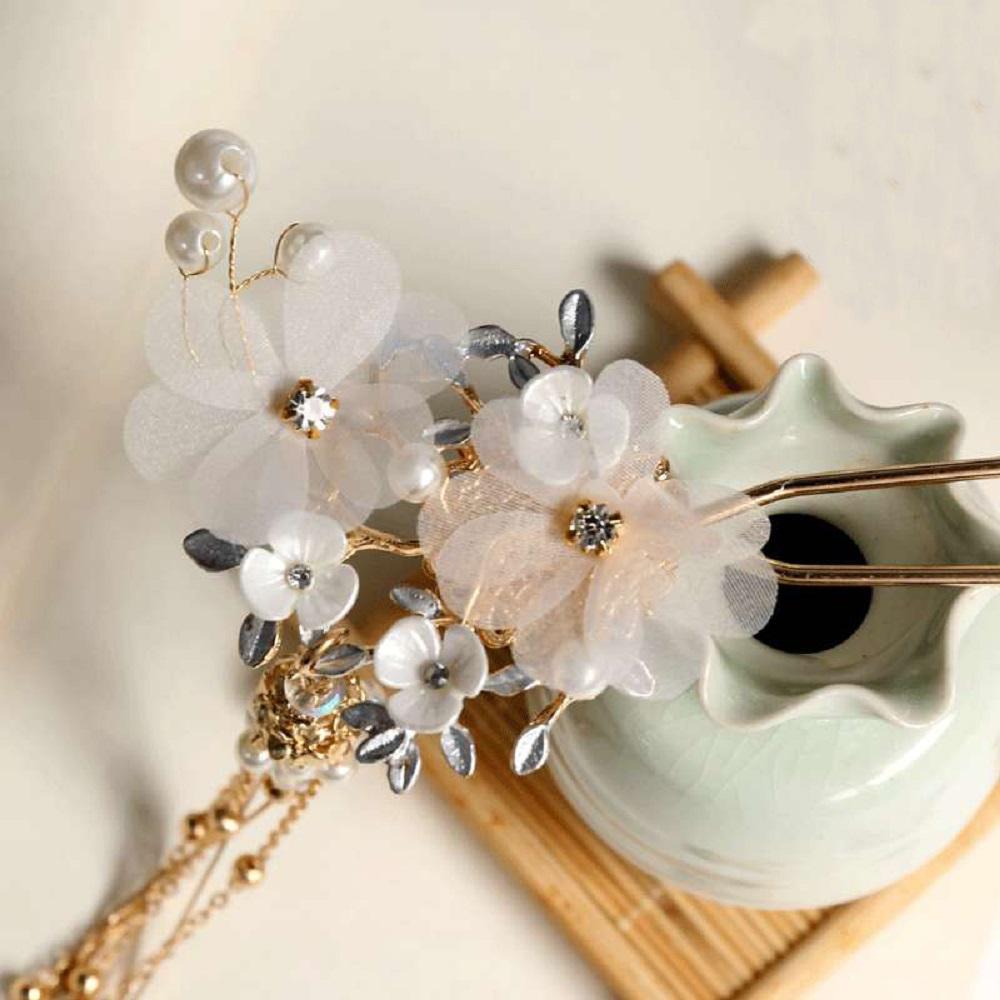 

Девочки кисточка кристалл цветок шпилька для волос палочка головной убор украшения для волос золотой