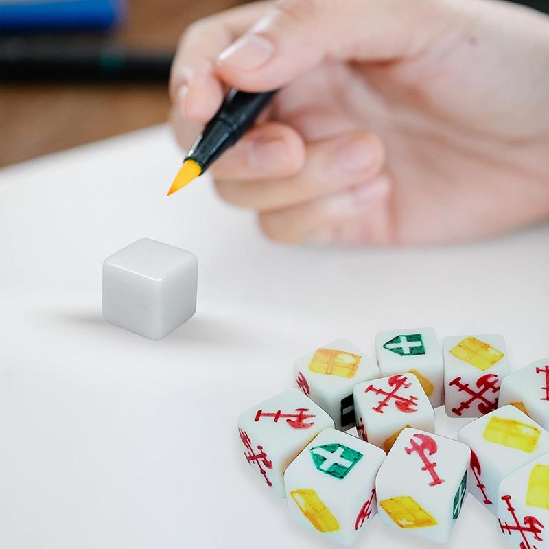 10pcs Blank Dice 16mm Acrylic Rounded/Square Corners DIY Write/Draw Chessboard Game Dice for Festival Party Gambling Props TMZ