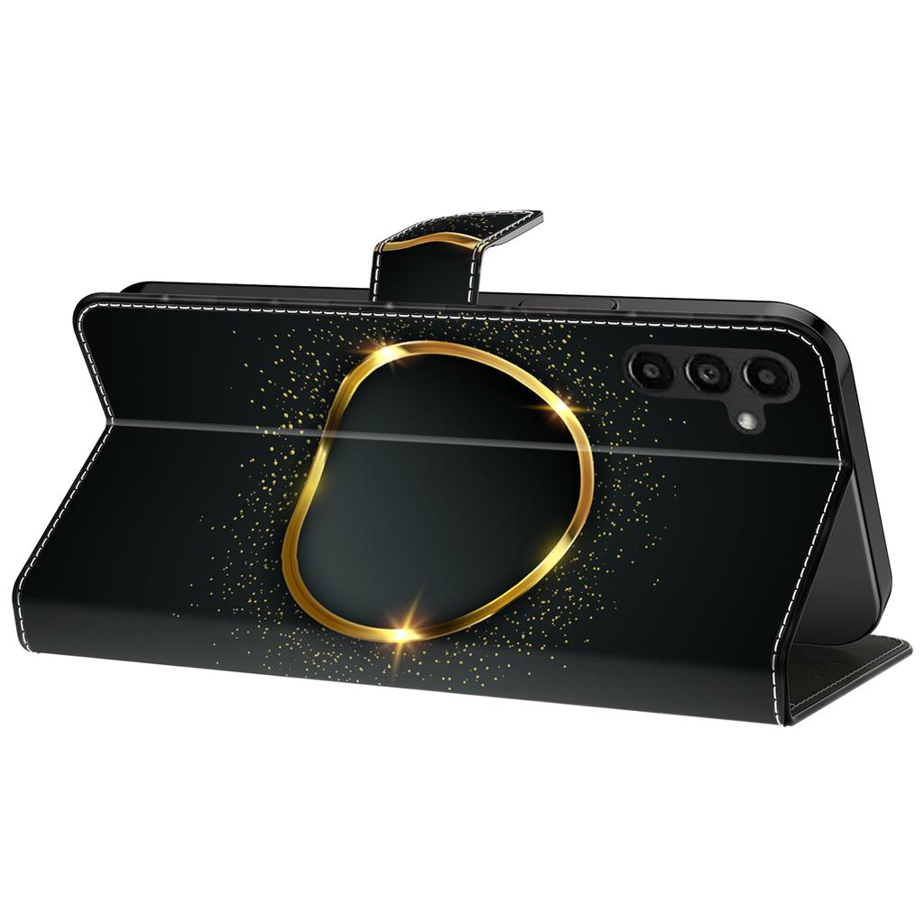 For Samsung Galaxy A24 4G (162.1 x 77.6 x 8.3mm) Case Pattern Print Leather Wallet Phone Cover