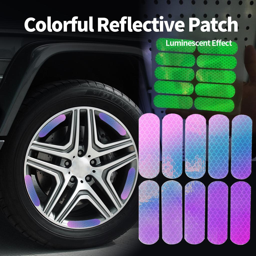 Seven-Color Laser Car Decoration Accessories Anti-Collision Reflective Warning Stickers for Car Motorcycle Wheels