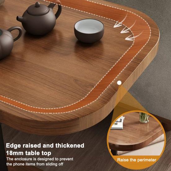 Tea Table C Shaped End Table, Adjustable Height Side for Couch, Night Stand with Bedside 2-Tier Storage Shelf, Living Room and Bedroom (Brown)