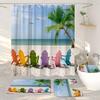 Ocean Beach Shower Curtains And Rugs For Seaside Tropical Landscapes Coconut Trees Cars Hanging Curtains Bath Pad Bathroom Decor