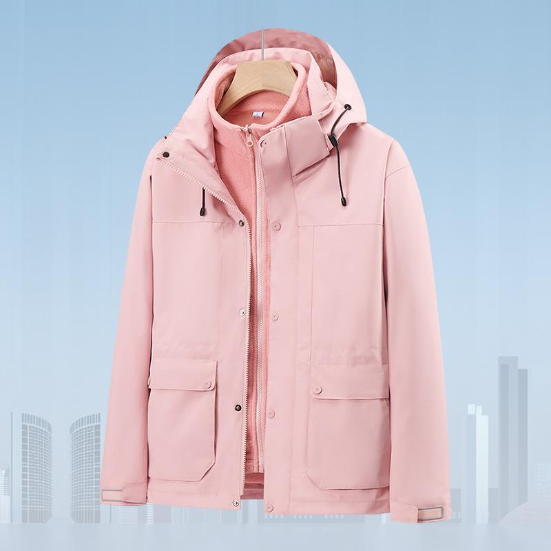 Unisex Three-in-One Windproof Mountaineering Jacket Set with Embroidered Logo