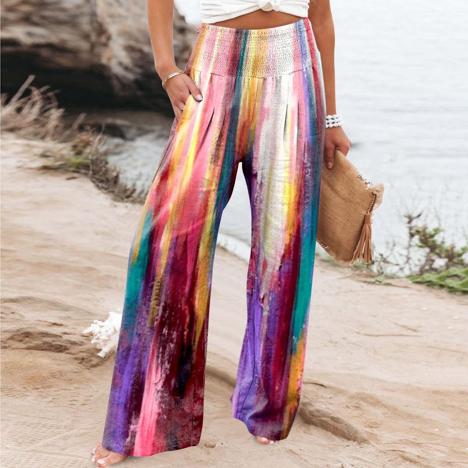 

Women s Casual Pants Loose Soft Color Wide Leg Long Pants High Waist Straight Leg Pants S фіолетовий