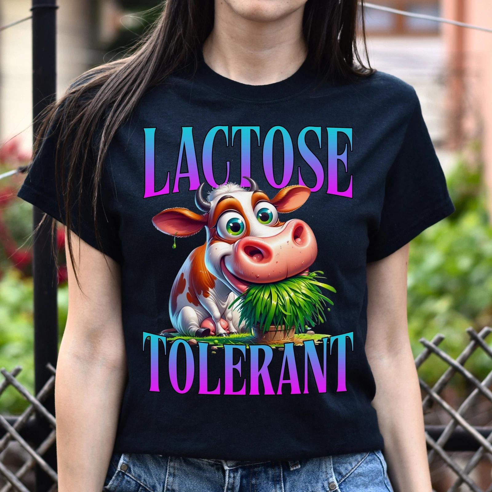 Lactose intolerant Funny meme T-Shirt Cringy LMAO Diahrea Unisex tee Black Navy L