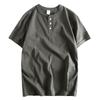 Export Short-Sleeved T-shirt Henry Collar Three-Button Summer Pure Cotton Men's Half Sleeve Wear Bottoming Shirt Tail Goods Cut Label T-shirt Fashion