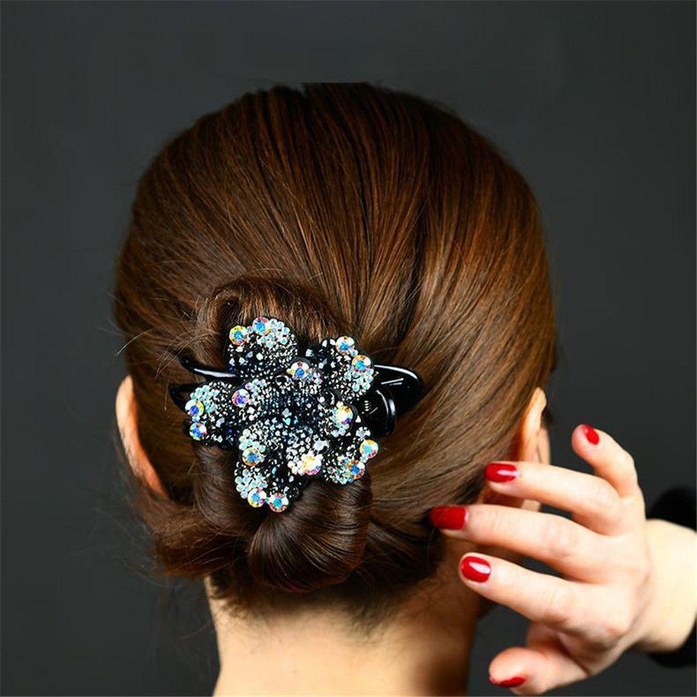 Hair Accessories Rhinestone Flower Duckbill Clips Hair Clips for Women Ponytail Headwear Hairpin