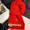 High-end yellow knitted scarf, women's autumn and winter atmosphere, warm student thickened cold-proof neck protection wool scarf