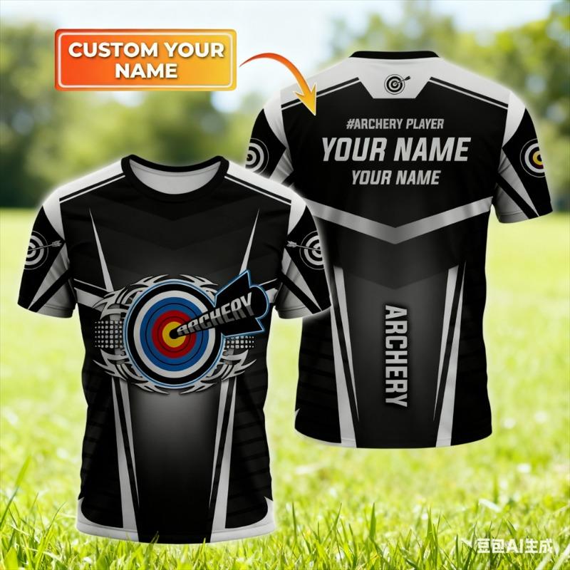 Lustige Herren-T-Shirts Mode Personalisierter Name Kurzarm-Tees Lässige O-Ausschnitt Lockere Oberteile Bogenschützenverein Teamkleidung