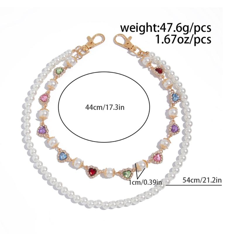 Layered Pants Chain Rhinestones Flower Faux Pearls Accent Punk Style Metal Jeans Chain For Men Women