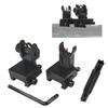 HWZ Tactical Low Fiber Optic Iron Combat Folding Fiber Optic Front and Rear Sight Set with Aiming Set Adjustment Tool (Black)