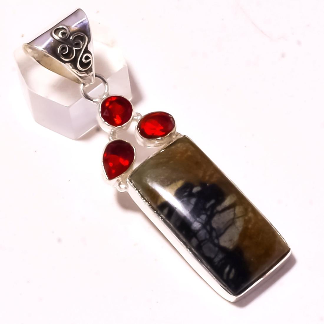 

Multi Gemstone Handmade Latest Design Christmas Gift Jewelry Pendant 2.6 H7Q06