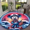 [Mickey Mouse Sailor Suit Blue Floral Printed Carpet] Non-slip Office Rug, Cozy Round Carprt for Living Room Use, Soft Home Sofa Chair Mat