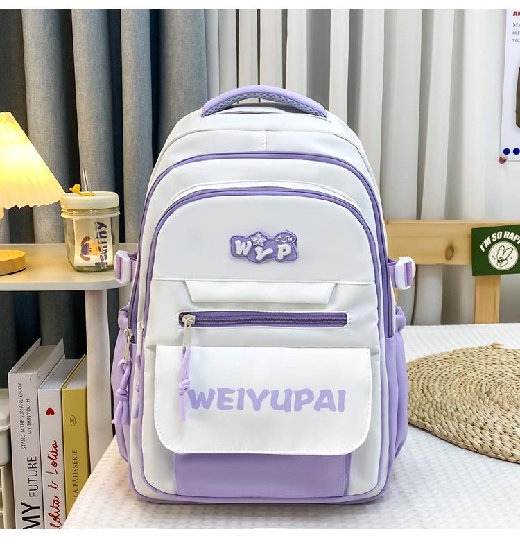Schoolbag Korean version of student trend letter contrasting color casual large-capacity backpack junior high school student Mori simple and versatile