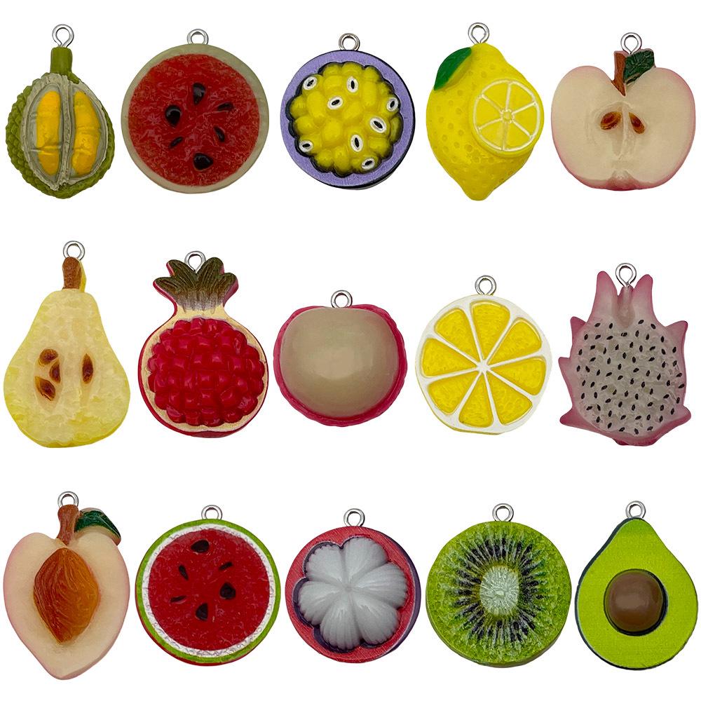 15-Color Resin Cartoon Fruit Pendants: Watermelon & Apple Charms for DIY Jewelry