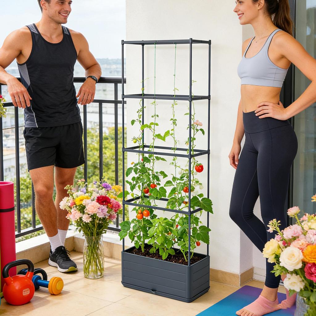 Garden Plant Cultivation Tower Vertical Growing Container Rectangular Climbing Vine Planting Box Tomato Cage With Trellis