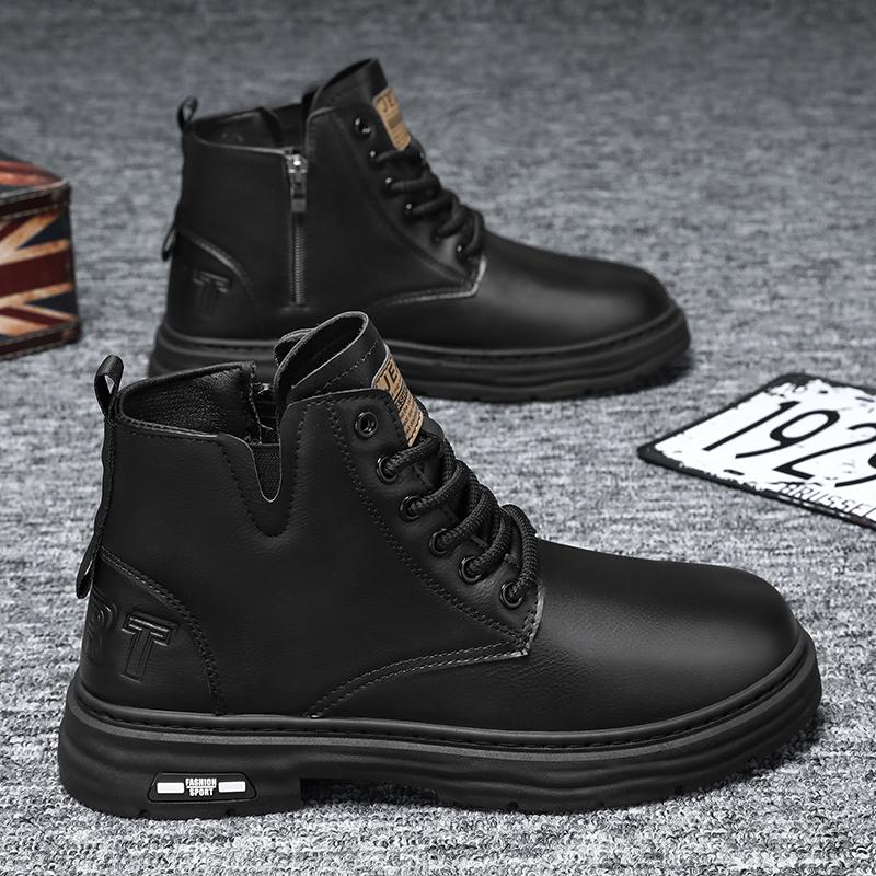 

Новые модные осенние и зимние мужские высокие ботинки martin для студентов, трендовые рабочие туфли на мягкой подошве для мальчиков, кроссовки Martin с защитой труда 39 чёрный