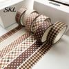 Double-sided Washi Tape 6 Rolls Plaid Set, Grid Checkered Pattern Masking Tape, Self Adhesive Decorative for DIY Crafts, Journal, Scrapbook,