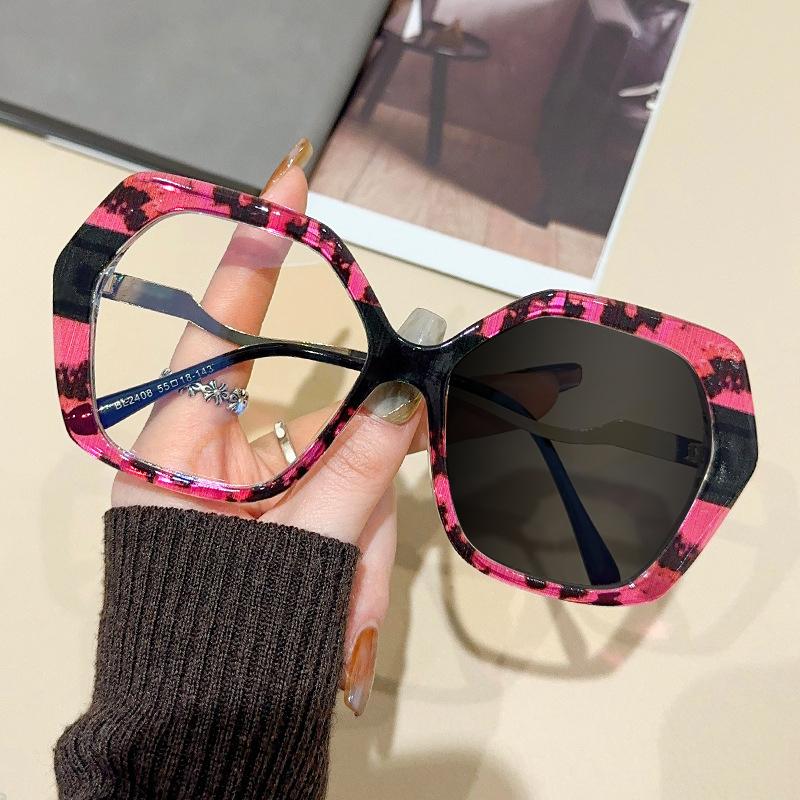 Latest Luxury Design Rainbow Print Lady Big Frame Frame Color Shift Anti Blue Light Hyperopia Prescription Lens Reading Glasses