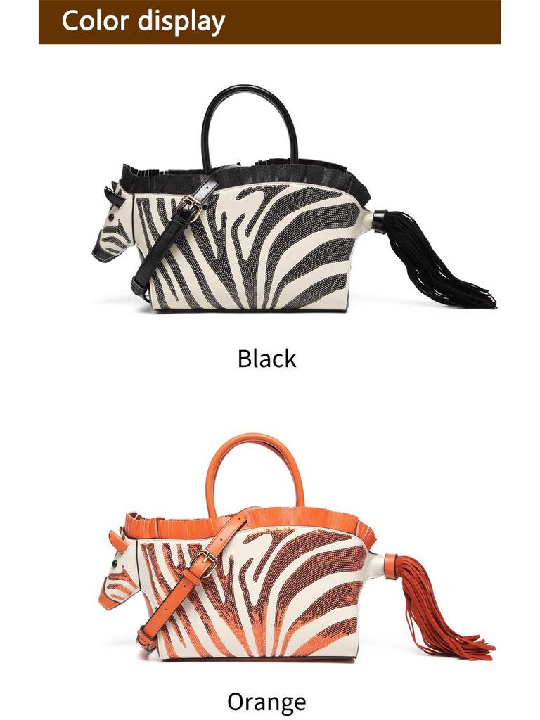 Dámská flitrová taška přes rameno se zebřím vzorem - Nový styl, Niche design, Kontrastní barva, Vysoce kvalitní textura, Osobnostní crossbody taška