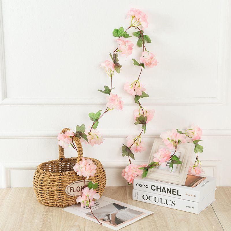 Lifelike Silk Cherry Flowers Garland For Weddings And Home Decoration 2.2m