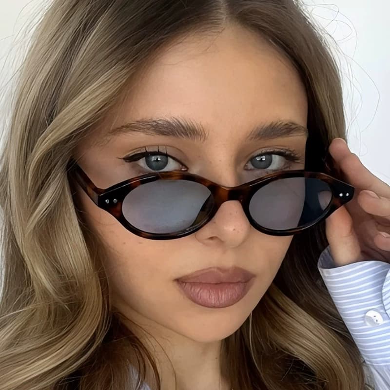 Small Oval Sunglasses for Women Brand Design Leopard Tortoise Shell Sun Glasses Outdoor Shades Female UV