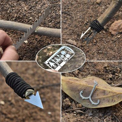 Karta přežití Nerezová karta s háčkem na ryby Outdoorová karta přežití Multitool Nástroj pro kempování a rybaření Platební karta