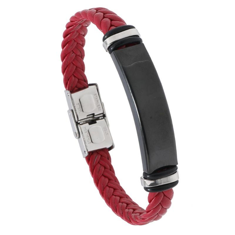 Meier Beautiful jewelry braided stainless steel men bracelet casual glossy leather bracelet bracelet