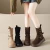 British style platform heightening Martin boots women's new small slim medium tube knight short boots in autumn and winter 2025