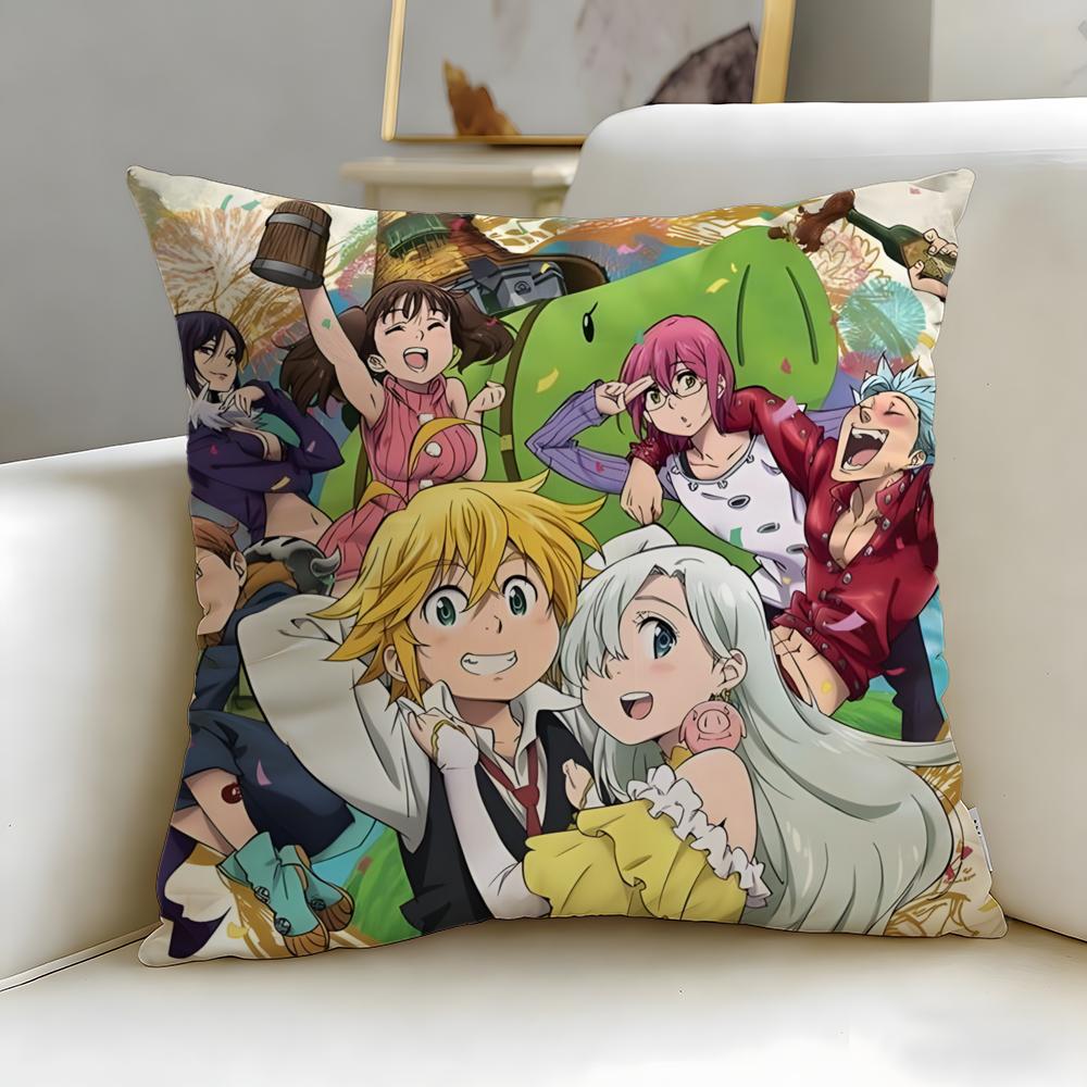 classic anime The Seven Deadly Sins Cushion Cover Soft  EasyWash Pillow Case  Versatile for Couch Bed Travel and Office