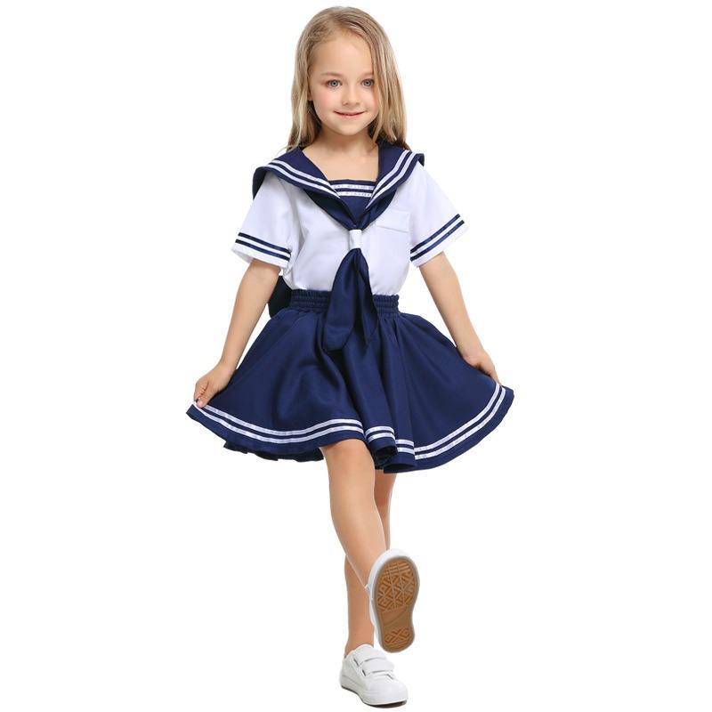 Neue marineblaue Matrosen-Schuluniform für Kinder, Export für den ausländischen Handel, Matrosen-Cosplay-Uniform für Mädchen im Kindergarten