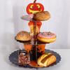 Halloween Themed Multi Tier Paper Dessert Stand For Spooky Party Tabletop Decoration And Sweet Treats Display