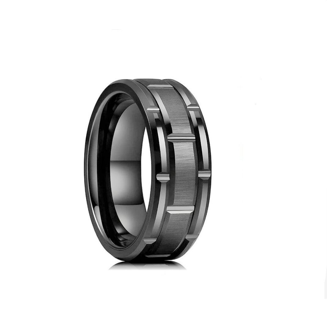 

Punk Trendy Geometry Multiple Colors Stainless Steel Couple Rings for Women Men Simple Personality Finger Zircon Accessory Gift 12 чорний